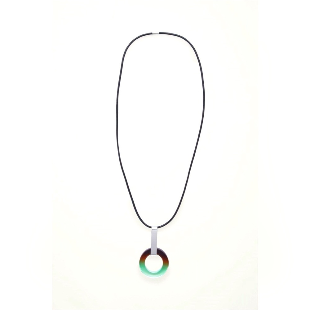 Cos Tuba long necklace. Leather/ glass